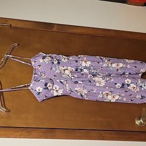 Xhiliration Purple Floral Sleeveless Mini Sun Dress M